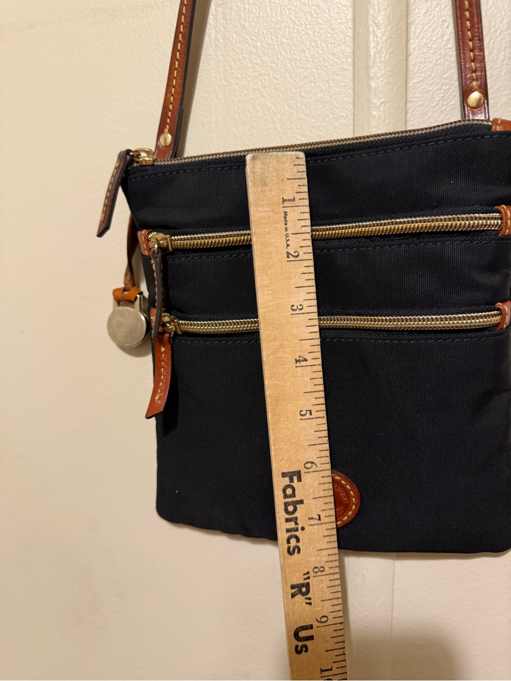 Dooney & Bourke Black Nylon Crossbody with Brown Leather Trim - Picture 6 of 13